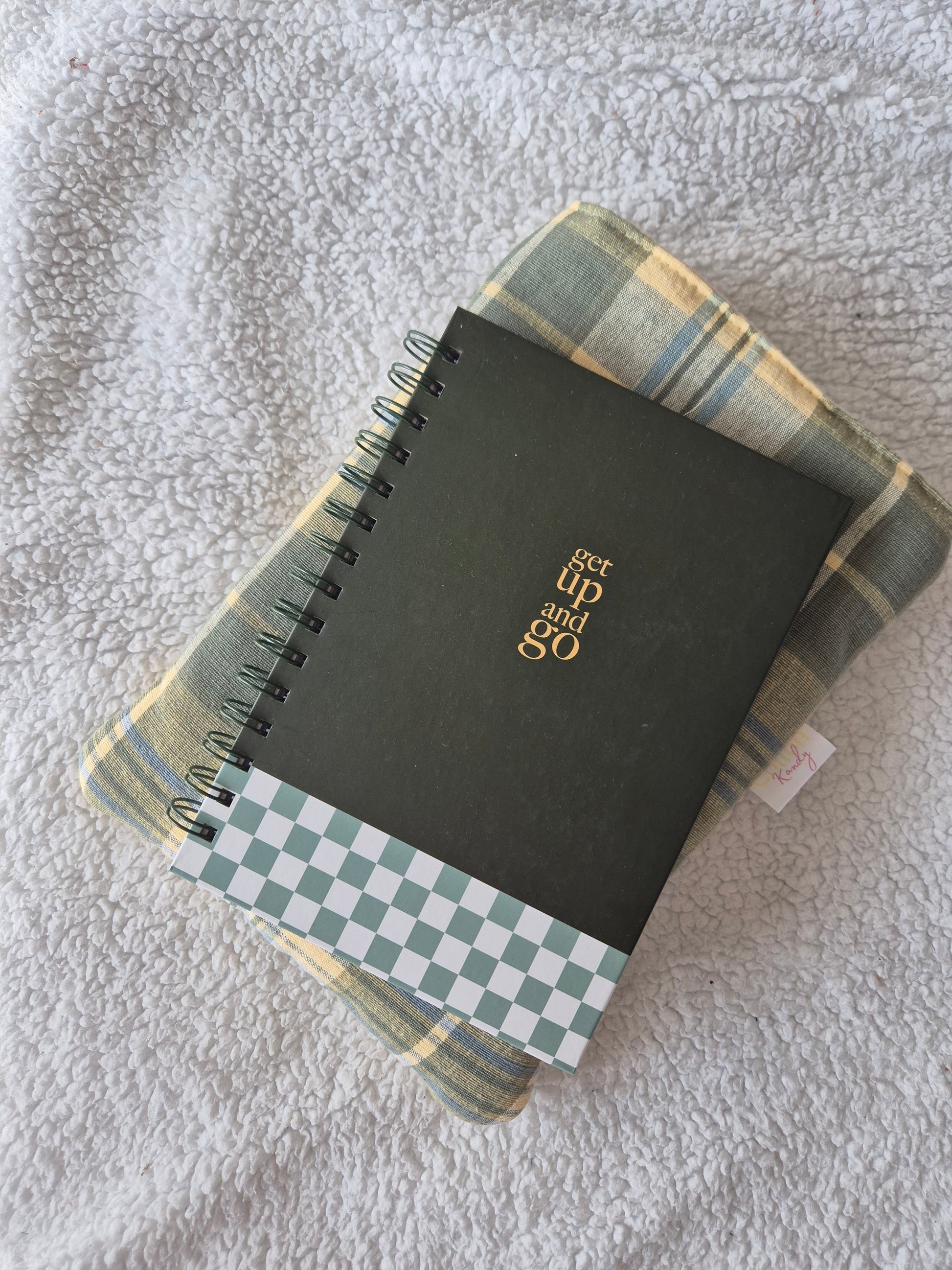 Tartan book sleeve - old label