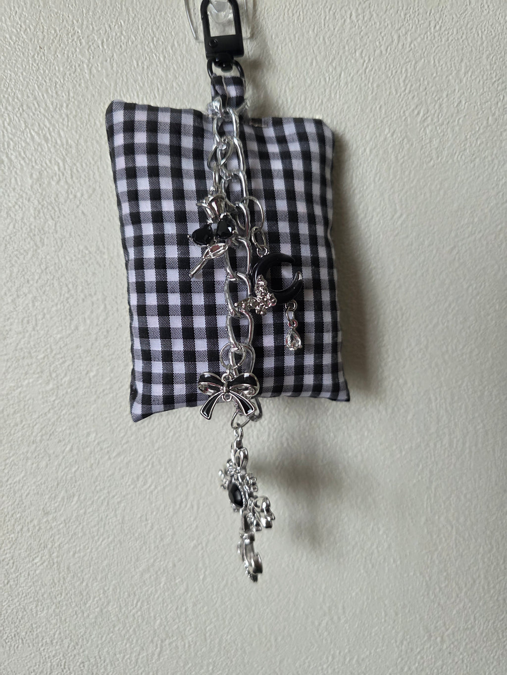 Checkered puff Bag charm