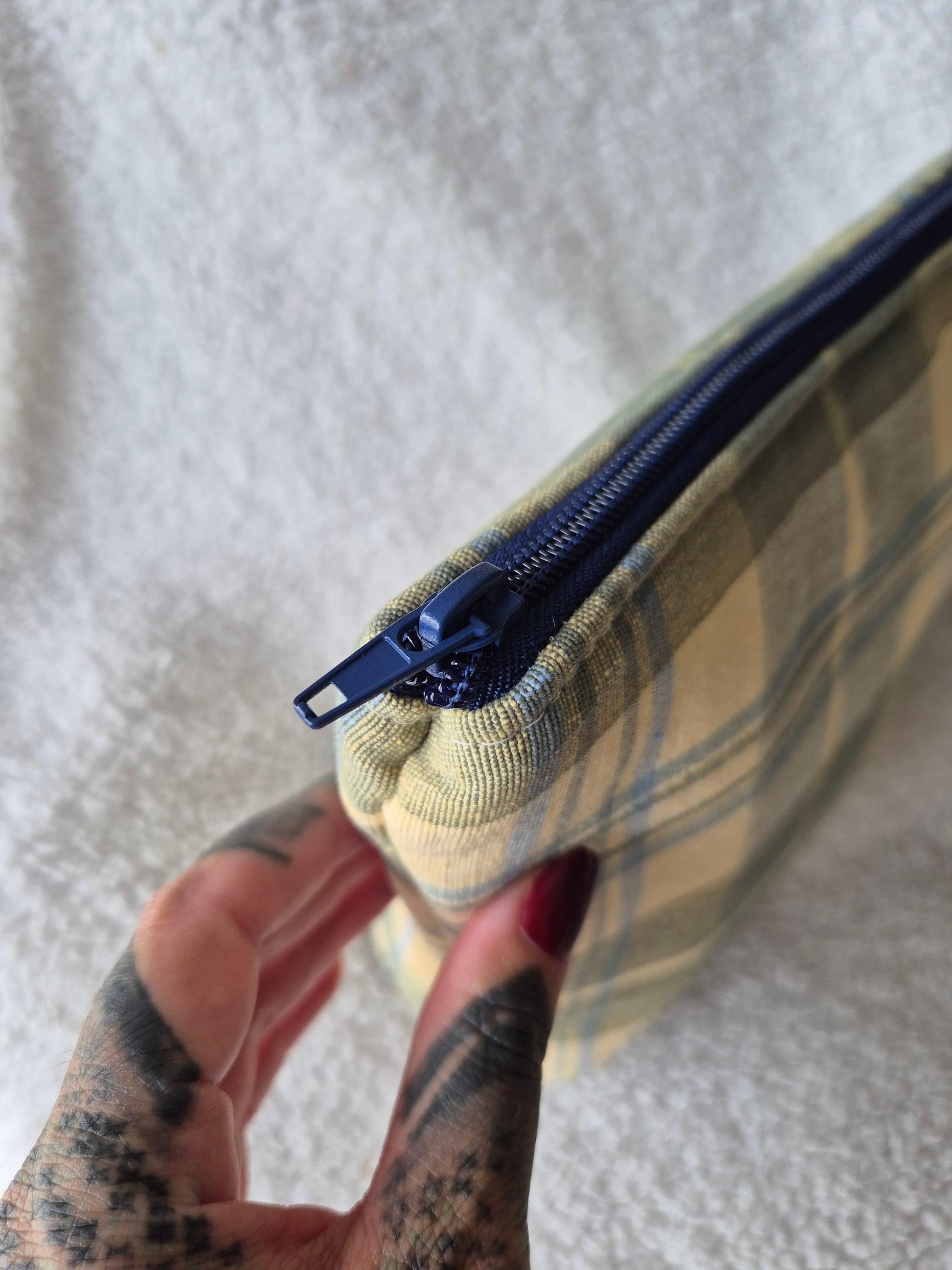 Tartan toiletry bag - old label