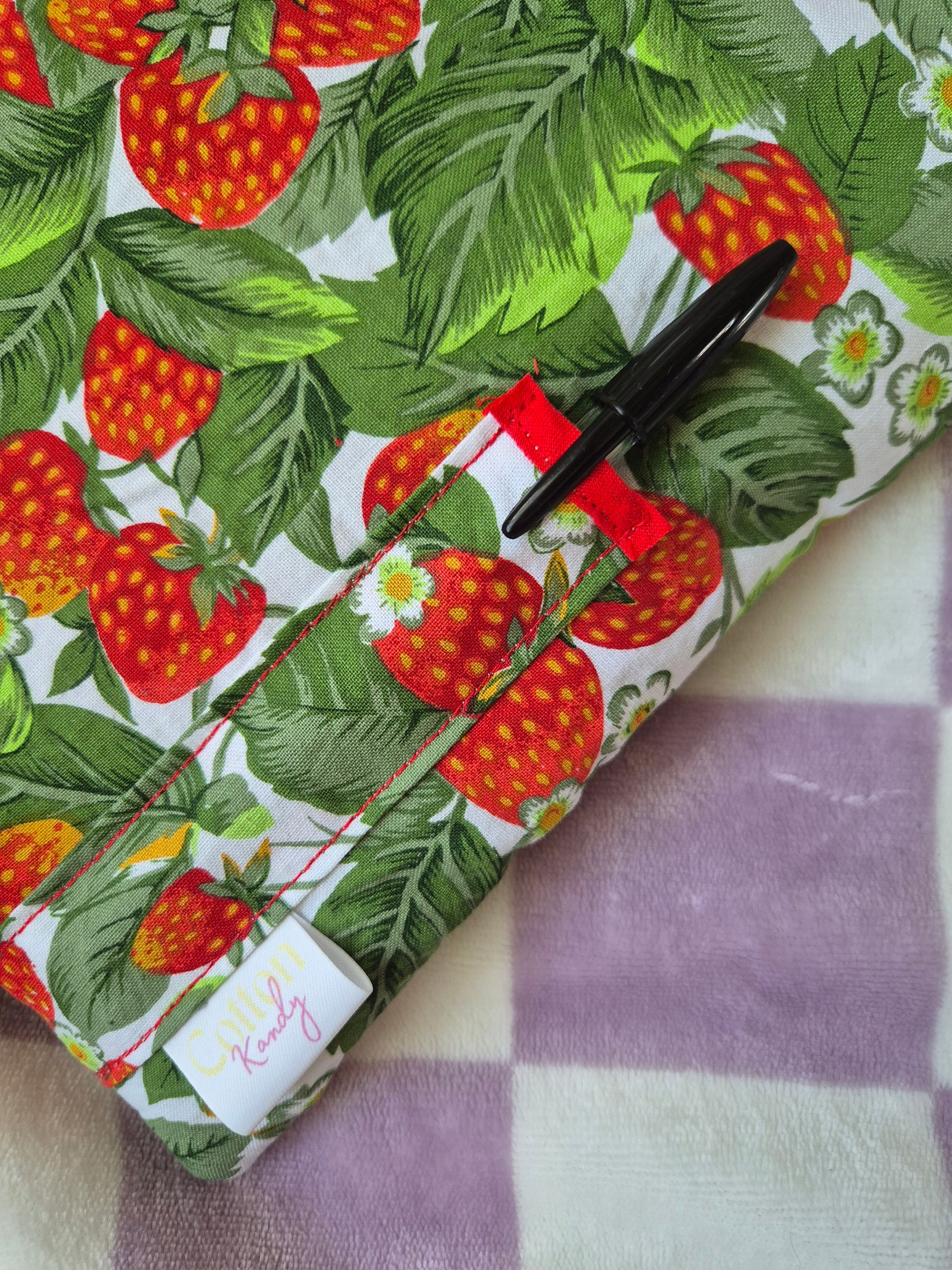 Strawberry book sleeve - old label