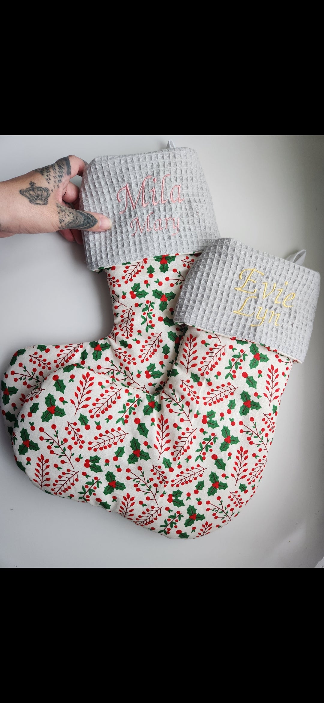 Holly christmas stocking