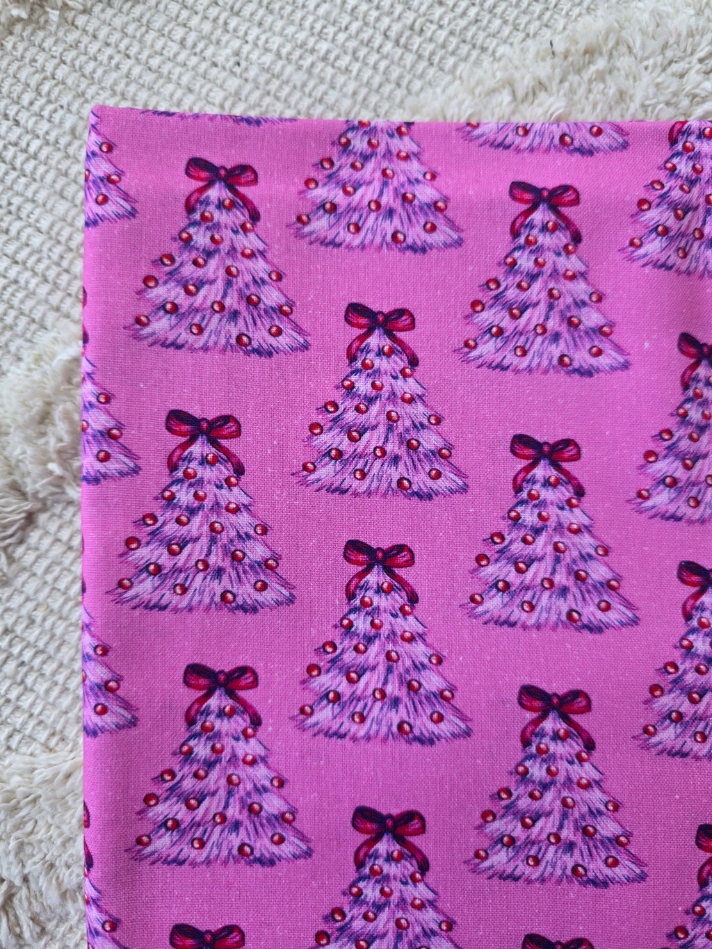 Pink tree christmas stocking