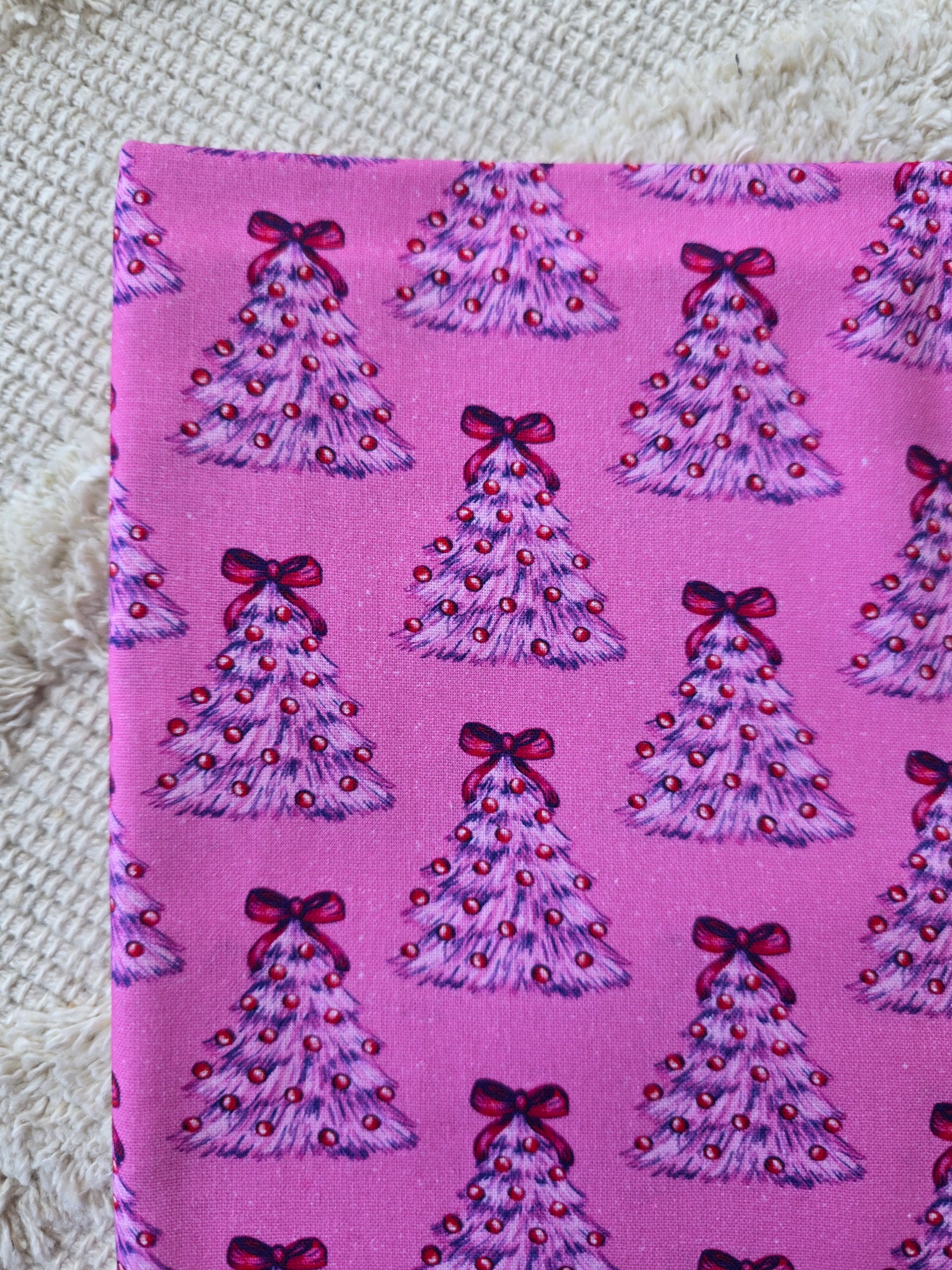 Pink tree christmas stocking