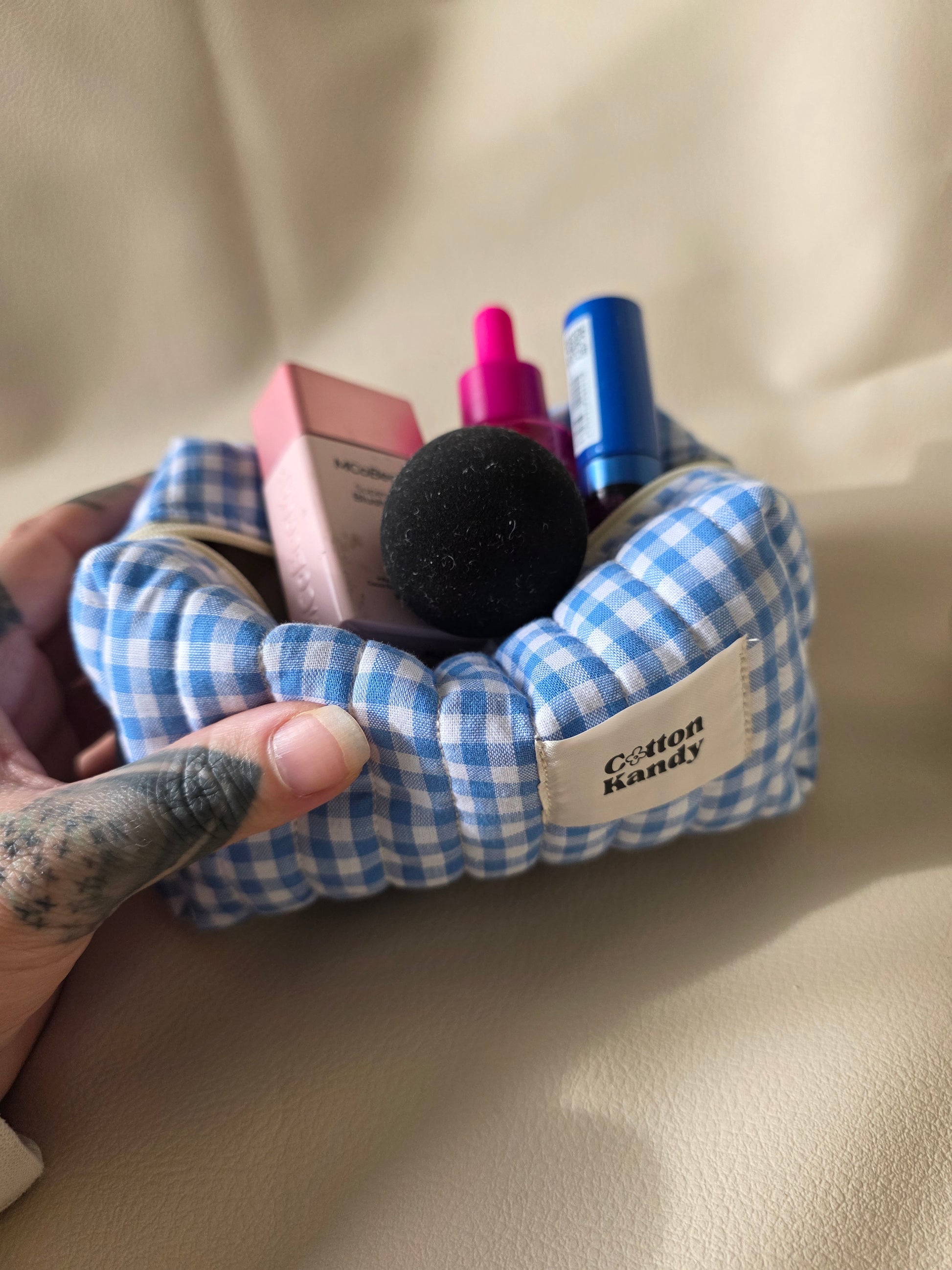 Mini carry all -gingham blue
