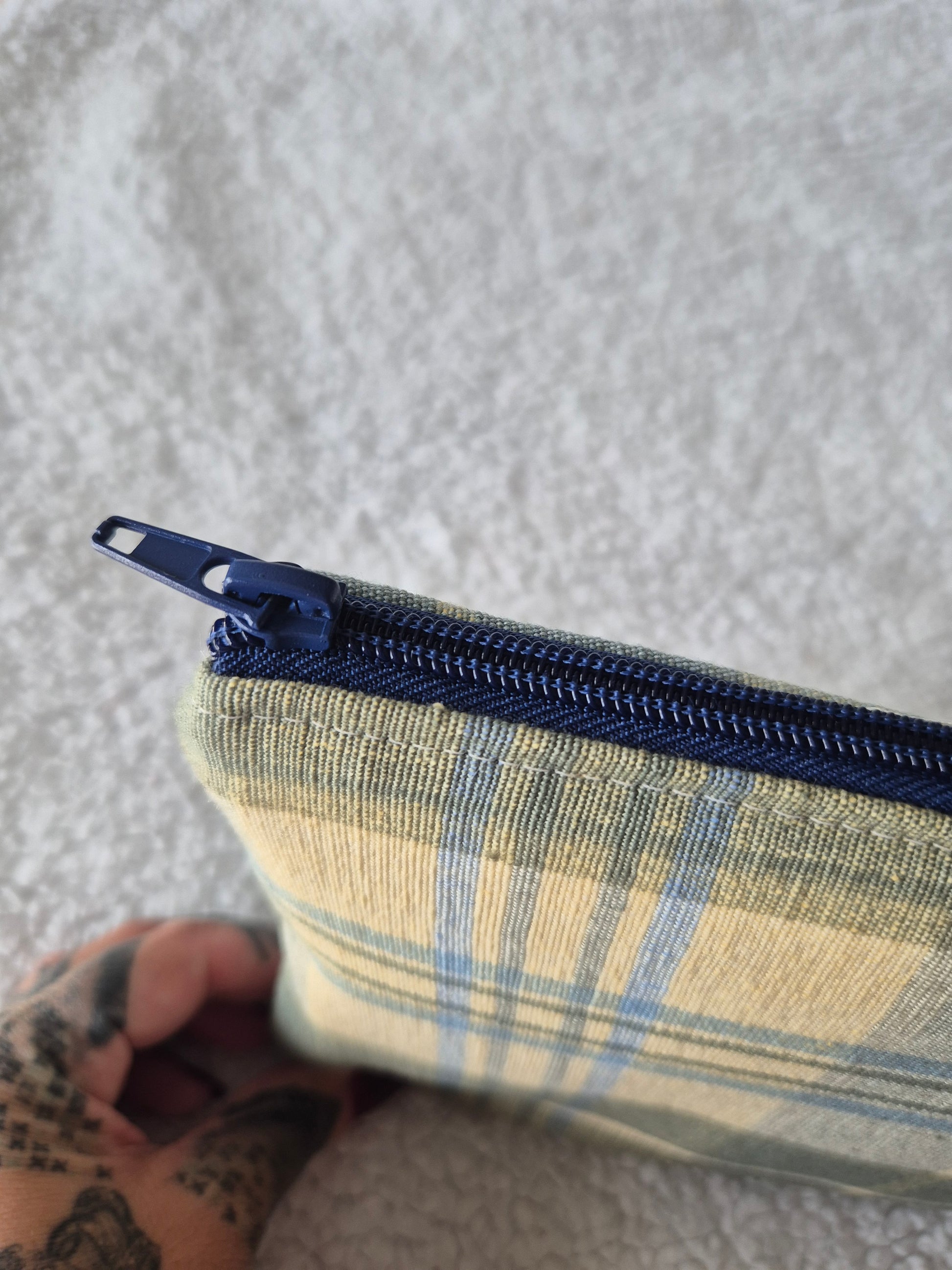 Tartan zipper pouch - old label