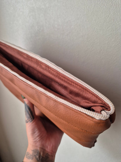 Tan puff zipper pouch